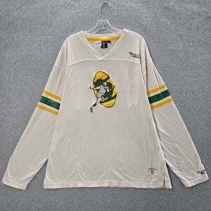 VINTAGE Green Bay Packers Men Shirt XL White Logo Gridiron Reebok Embroidered